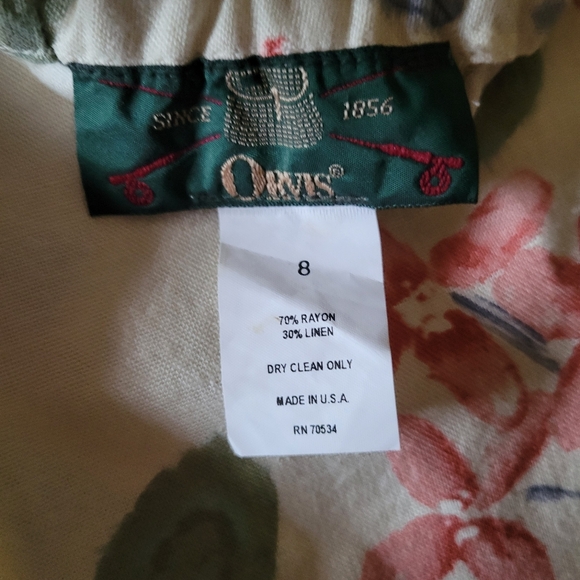 Vintage Orvis Linen Blend Pleated Maxi Cottagecore Floral A-line USA Skirt - Picture 7 of 7